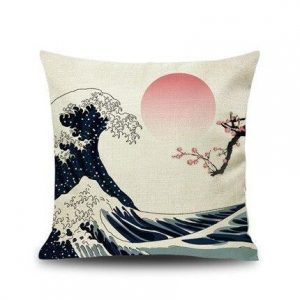 Japansk pudebetræk - Wave & Sakura