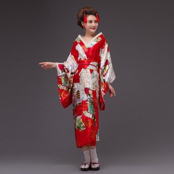 Japansk Kimono traditionel kvinde - Beniiro