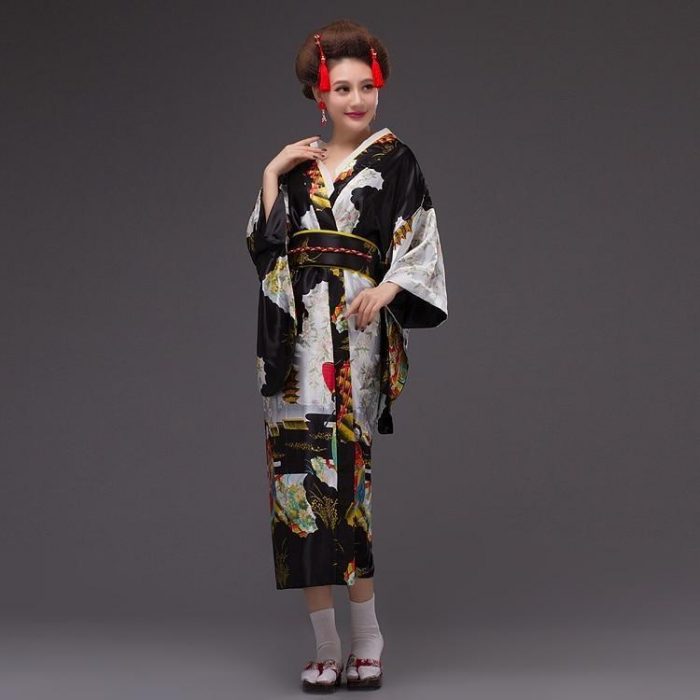 Japansk Kimono traditionel kvinde - Kuro