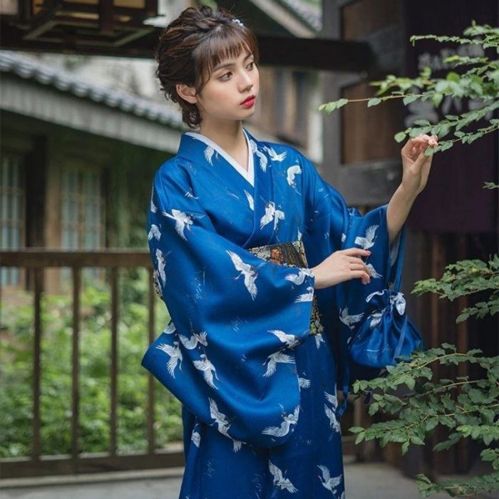 Japansk kimono kvindelig kran