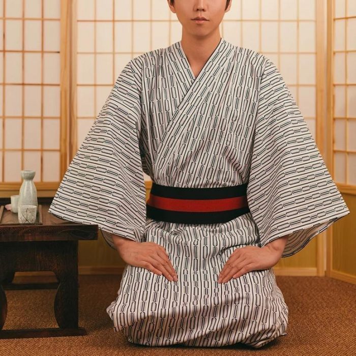 Japansk Kimono -mand Kusari -motiv