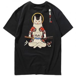 Samurai japansk print t-shirt kat