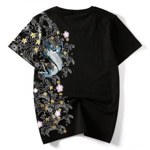 Japansk t-shirt Koï og Sakura