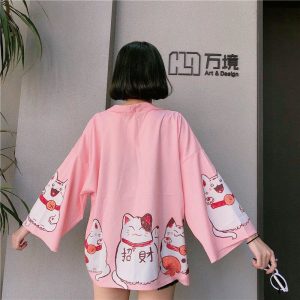 Maneki neko kvinde kimono jakke