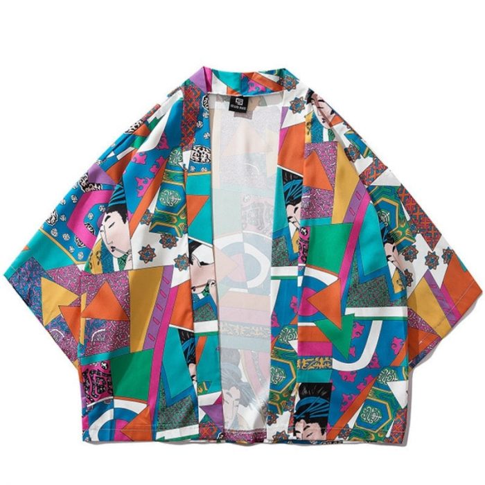 Geometrisk kimono jakke